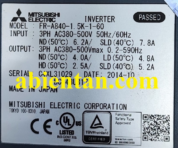 Thông tin sản phẩm biến tần mitsubishi cũ giá rẻ FR-A840-1.5K-1-60 1.5kW 380v