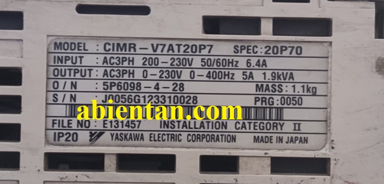 Thông tin sản phẩm biến tần cũ yaskawa 0.75kW CIMR-V7AT20P7