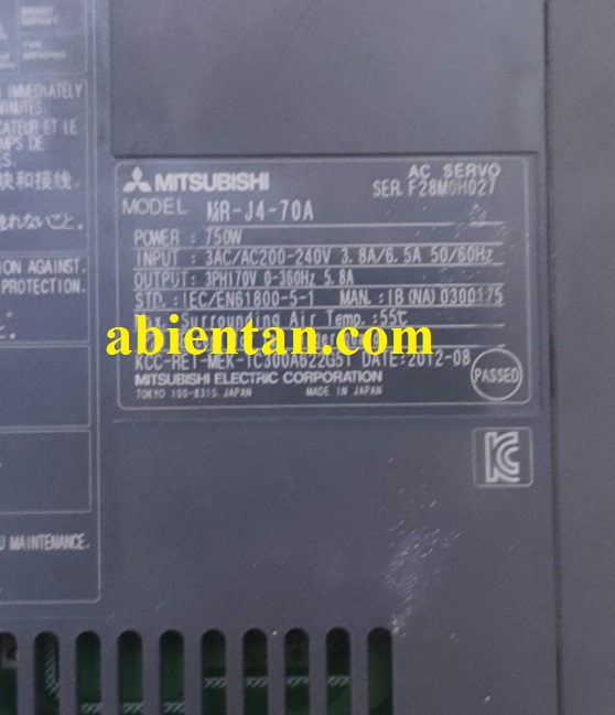 Thông tin sản phẩm driver servo cũ mitsubishi 750W MR-J4-70A