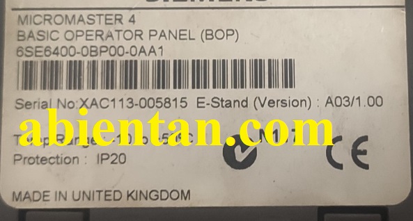 Thông tin màn hình biến tần cũ siemens 6SE6400-0BP00-0AA1