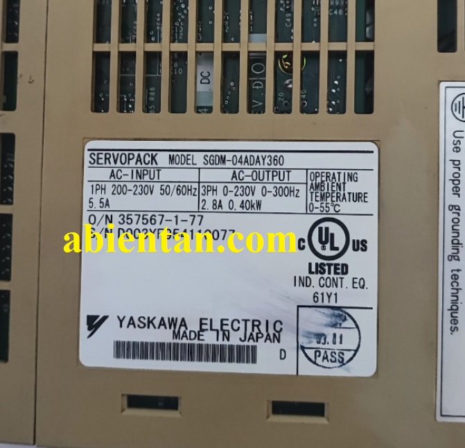 Thông tin driver servo cũ Yaskawa 400w sgdm-04ada y360