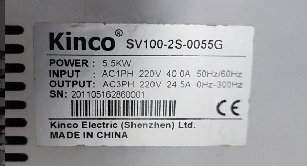 Thông số biến tần kinco cũ giá rẻ SV100-2S-0055G 5.5kW 220v