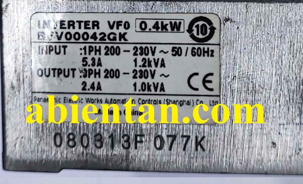 Thông số biến tần panasonic cũ giá rẻ BFV00042GK 0.4kW 220v