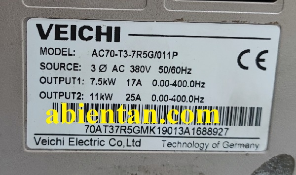 Thông số biến tần veichi cũ giá rẻ AC70-T3-7R5G/011P 7.5kW 380v