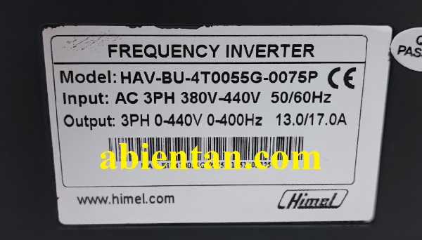 Thông tin biến tần himel cũ giá rẻ HAV-BU-4T0055G-0075P 5.5kW 380v